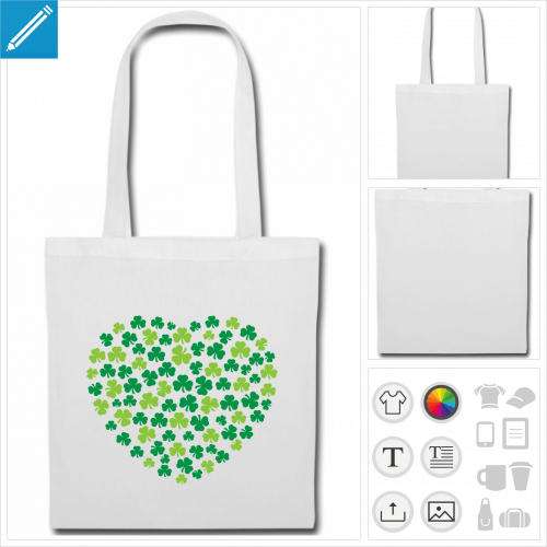 sac tote bag trèfles à personnaliser en ligne