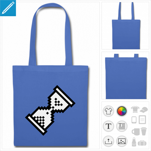 tote bag bleu cursor  personnaliser, impression unique