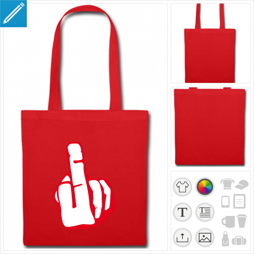 tote bag rouge fuck doigt  imprimer en ligne