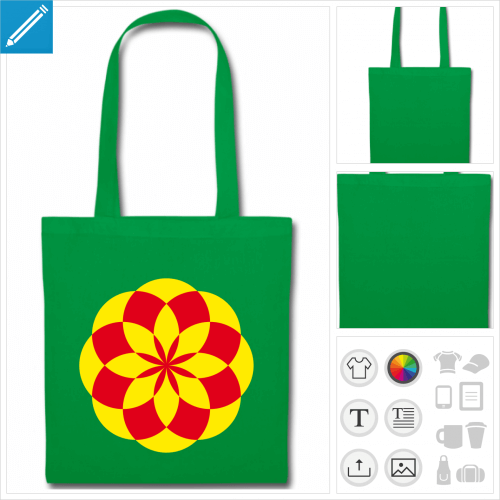 tote bag vert lotus  personnaliser et imprimer en ligne