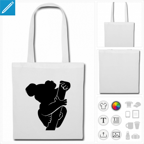 sac tote bag picto koala à créer soi-même