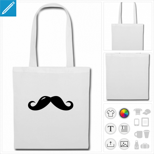 sac tissu moustache anglaise  crer soi-mme