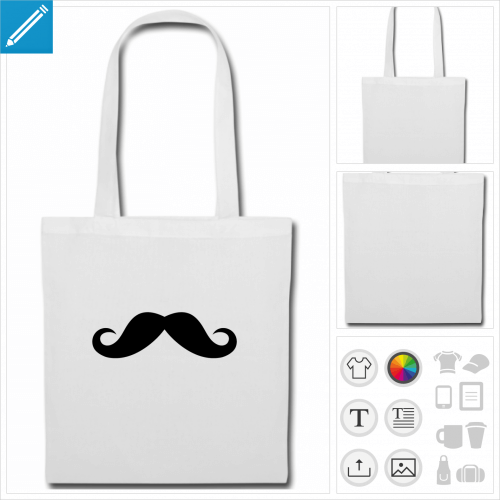 sac de courses moustache  personnaliser