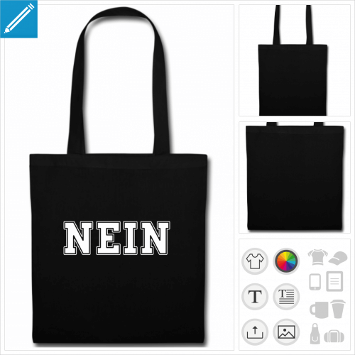 sac tissu noir nein non  imprimer en ligne