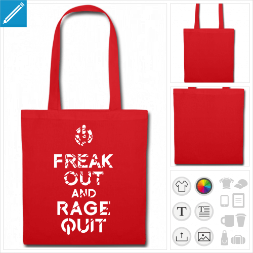 tote bag rouge gaming  imprimer en ligne