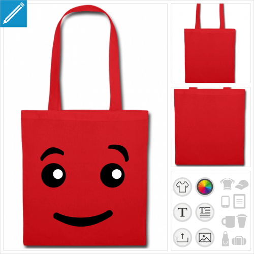 tote bag smiley  personnaliser et imprimer en ligne