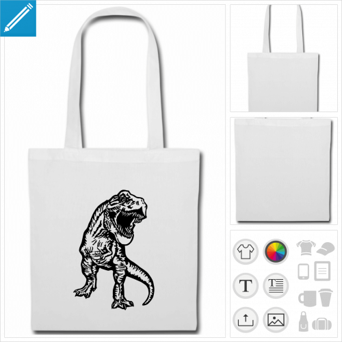 tote bag vert tyrannosaurus rex  personnaliser