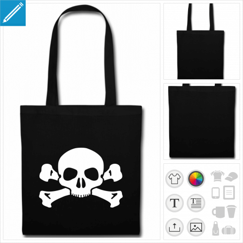 sac tote bag noir tte de mort  crer en ligne