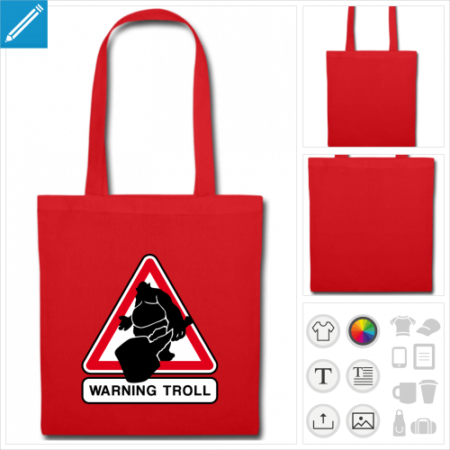 tote bag panneau troll  crer en ligne