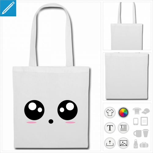 sac tissu smiley kawaii  personnaliser