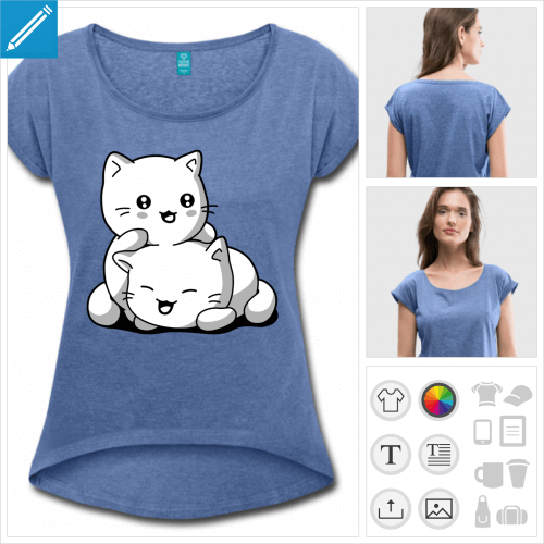 t-shirt femme chatons kawaii  personnaliser en ligne