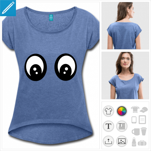 t-shirt bleu yeux  personnaliser en ligne