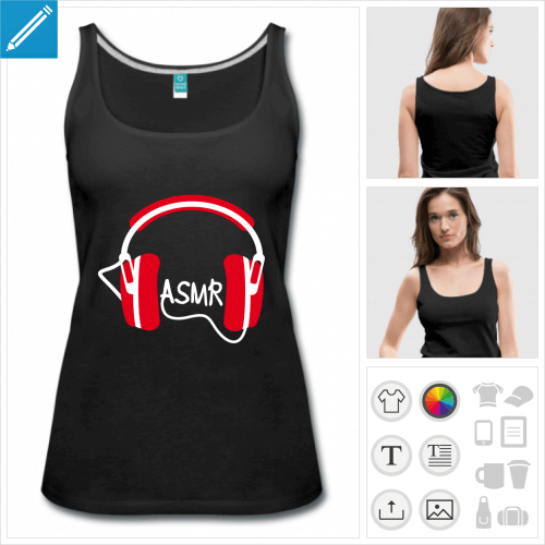 t-shirt femme casque asmr  personnaliser, impression unique