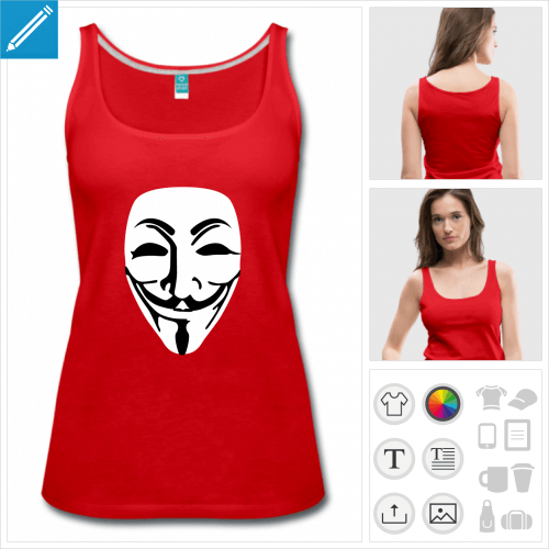 t-shirt femme masque anonymous personnalisable
