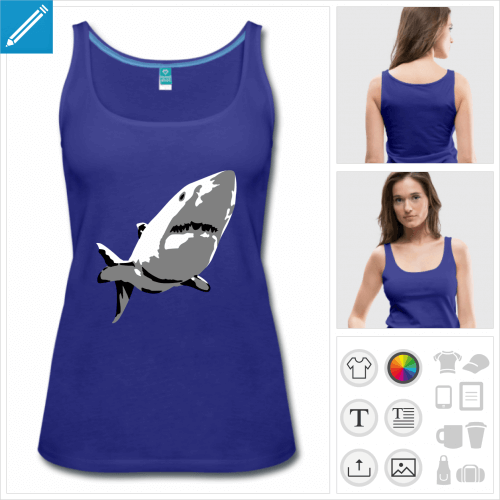 t-shirt femme requin couleur  imprimer en ligne