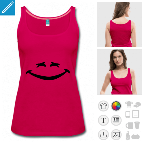 top femme smiley sourire personnalisable