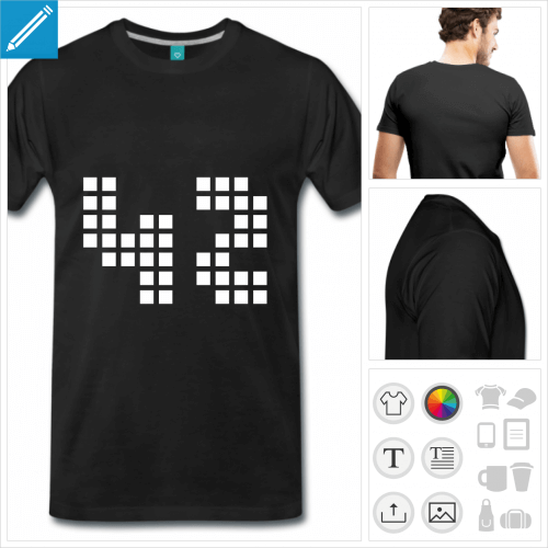 T-shirt 42, numro 42 crit en 42 pixels,  imprimer en ligne.