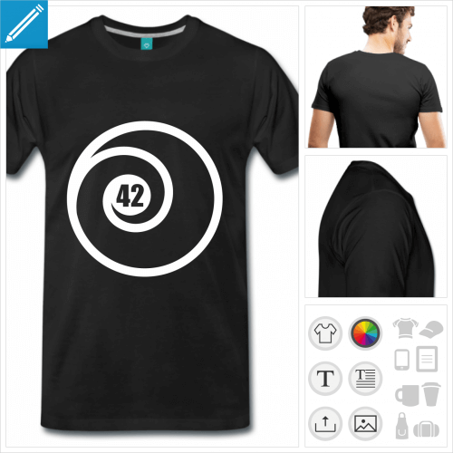 T-shirt 42 spirale, numro 42 dans un cercle entourant une spirale.