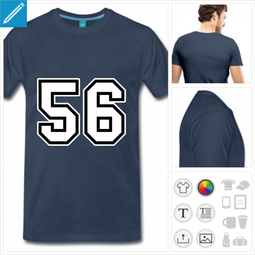 T-shirt 56 en typo sport  personnaliser en ligne.