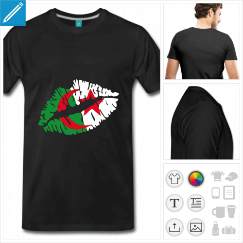 T-shirt Algérie, drapeau algérien peint sur bouche pour imprimer sur t-shirt.