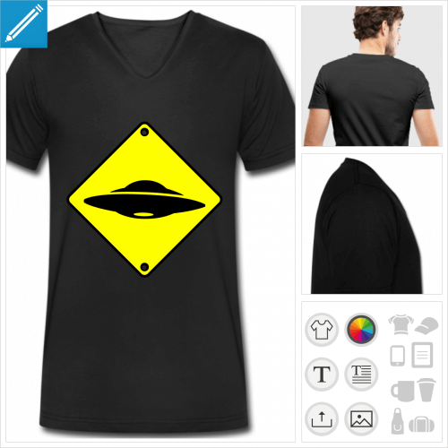 t-shirt manches courtes alien  imprimer en ligne