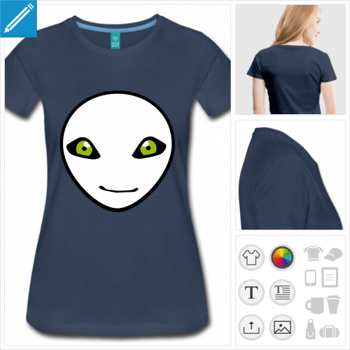 t-shirt manches courtes tte d'alien  crer soi-mme