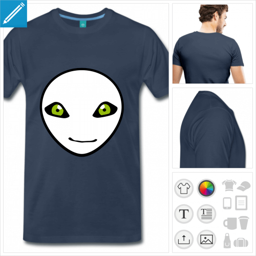 T-shirt alien mignon aux yeux personnalisables en amande.
