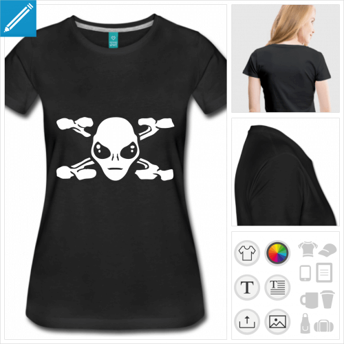 t-shirt manches courtes alien  imprimer en ligne