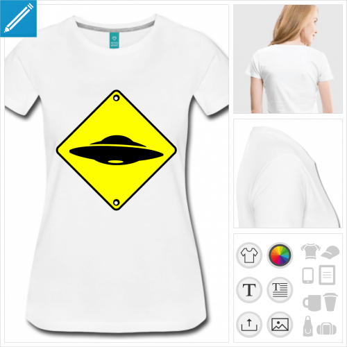 t-shirt femme panneau ufo personnalisable