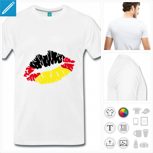 t-shirt simple kiss Allemagne personnalisable, impression  l'unit