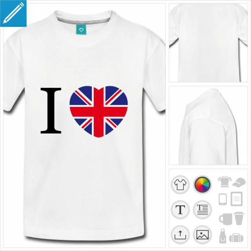 t-shirt pour ado coeur uk à personnaliser en ligne