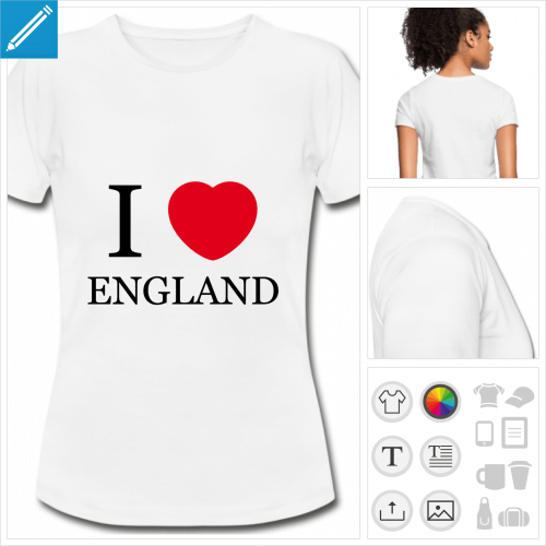 t-shirt femme I love England  crer soi-mme