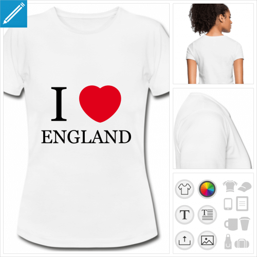 t-shirt femme I love England à créer soi-même