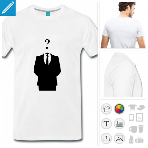 T-shirt anonymous, logo et point d'interrogation personnalisables  imprimer en ligne.
