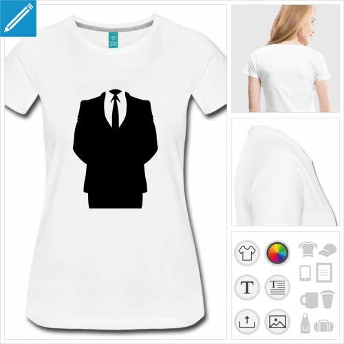 T-shirt Anonymous, costume du personnage anonymous  imprimer en dessous du col.