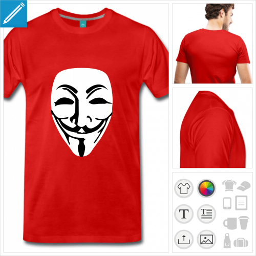 T-shirt Anonymous, masque opaque deux couleurs  imprimer en ligne.