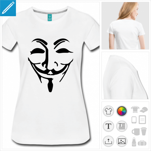 t-shirt simple masque fawkes à créer en ligne