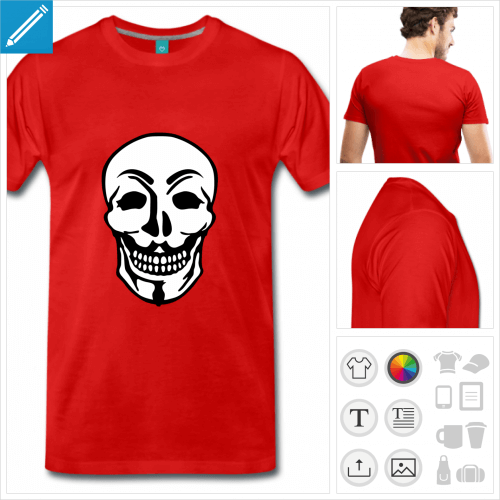 T-shirt anonymous tte de mort, mashup du masque Anonymous et d'un crne.