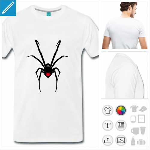 T-shirt araigne, veuve noire aux pattes cartes  imprimer en ligne.