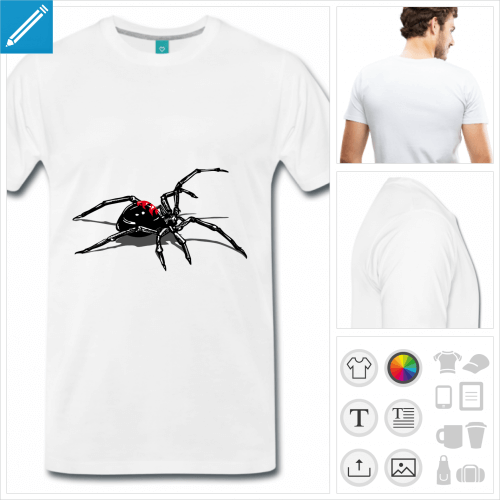 T-shirt araigne en position d'attaque, crez votre t-shirt araigne en ligne.