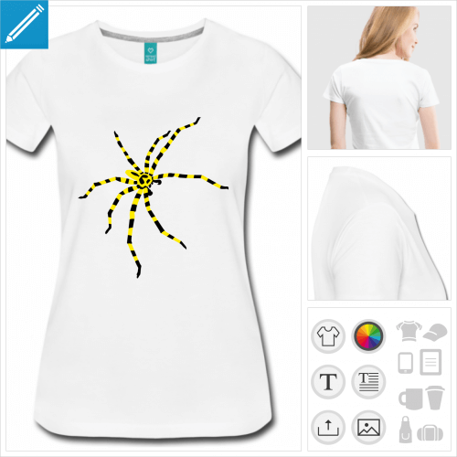 T-shirt araigne raye aux couleurs personnalisables  imprimer en ligne.