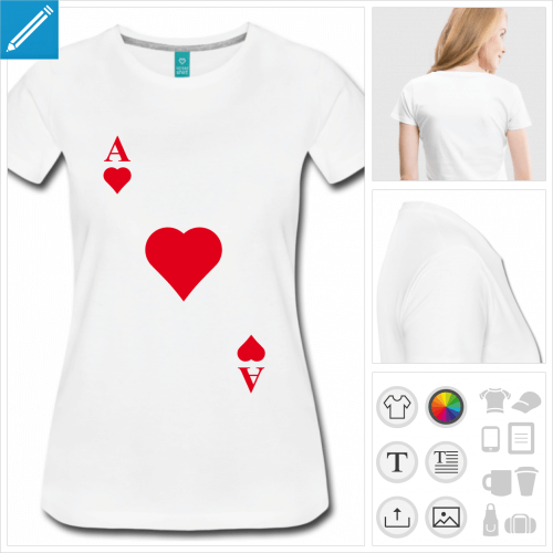 t-shirt manches courtes carte de jeu  personnaliser en ligne