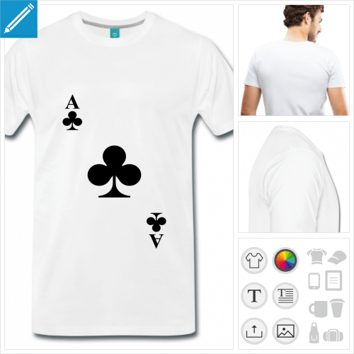 t-shirt homme carte  jouer  personnaliser