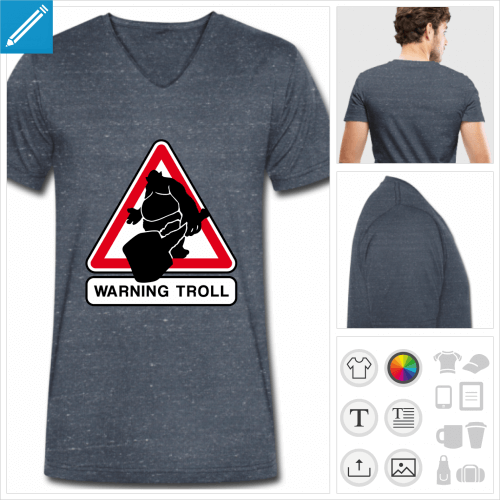 t-shirt col en v troll  crer soi-mme