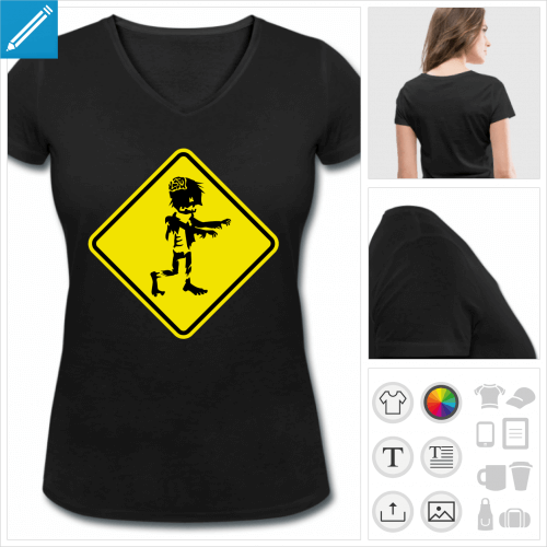 t-shirt femme zombie  personnaliser