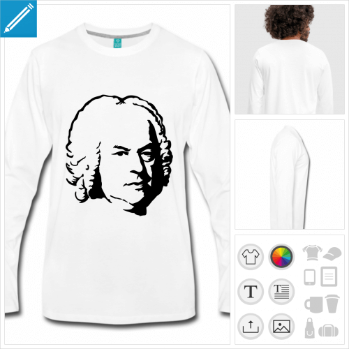 t-shirt pour homme Bach personnalisable, impression  l'unit