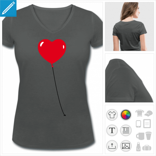 t-shirt coeur rond  personnaliser en ligne