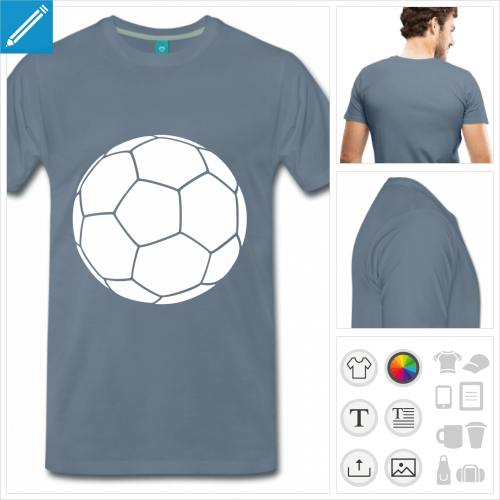 T-shirt ballon de foot, ballon simple blanc  la couleur personnalisable  impriemr sur t-shirt.