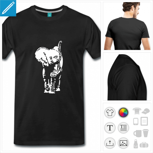 t-shirt noir bb lphant  personnaliser en ligne