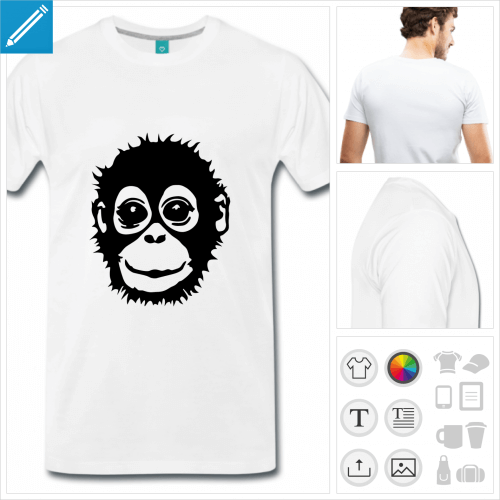 t-shirt homme singe  personnaliser, impression unique